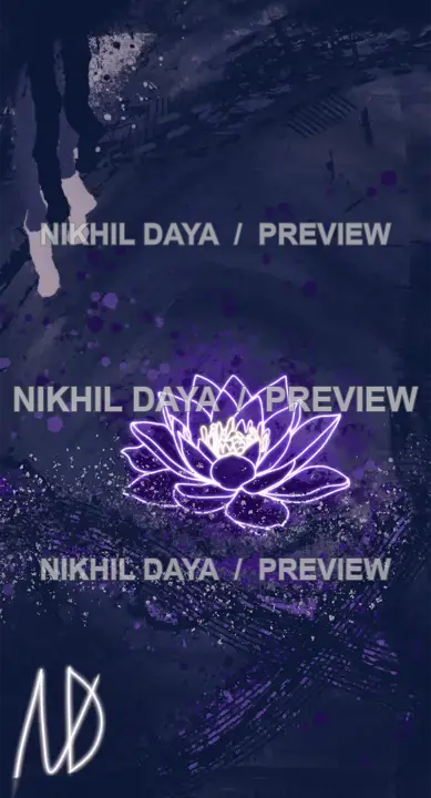 A glowing lotus floating within deep blue and violet textures